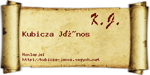 Kubicza János névjegykártya